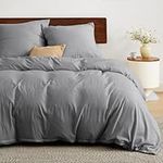 BEDSURE Bed Linen 220 x 240 cm 3-Piece Grey - Soft Prewashed Oeko-Tex Polyester Microfibre Bed Linen Set, 1 Duvet Cover 240 x 220 cm with Zip and 2 Pillowcases 80 x 80 cm