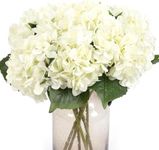 Kimura's Cabin 6 Pcs White Hydrangea Flowers Bouquets Silk Hydrangea Flowers with Stems Faux Hydrangea Stems for Home Wedding Party Table Core Decoration (White, Pack of 6)