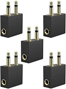 tunghey 5Pack Gold Plated Airplane Flight Headphone Adapters | Allows You to use Earphones with All in-Flight Media Systems | This Airline Plane Headset Converter Enables Great Sound on All Planes