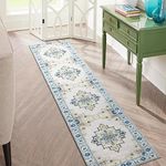 Carvapet Hallway Runner Rug 60x300cm Non Slip Long Carpet Floor Mat Washable Area Rug Retro Vintage Medallion Floor Rugs for Living Room Corridor Kitchen(Blue Green)