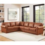 Hydeline Brookfield Top Grain Leather 4-Piece Sectional, Cinnamon Brown