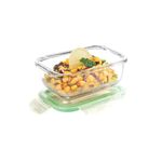 Signoraware Lock N Store Borosilicate Glass Rectangular Container with Lid | Microwave & freezer safe | Airtight & Leakproof | Ideal for Kitchen Use, Lunch box & Reheating Leftovers ( Clear| 370ml )
