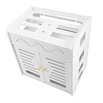 DOITOOL Wifi Router Storage Box Desktop Wifi Router Organizer Box, Power Strip and Cable Management Hider Rack Office Desktop Organizer Shelves