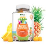 Kids Tummy Gummies (Age 5+) - Probiotics for Children - 120 Vegan Gummies - Natural Pineapple Flavour - with Lactobacillus and Bifidobacterium & Vitamin B3, B5,B6 & C - Nu U Nutrition