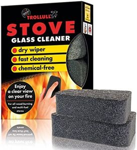 TROLLULL Stove Glass Cleaner for woodburning stoves and Burners, Sponge, Fireplace Cleaner, Glass pane Cleaner, 2 Pieces