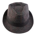 The Tie Hub Threaded Dark Grey and Black Fedora Hat for Men