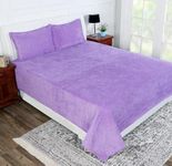 RD TREND 190 GSM Flannel Warm Bedsheets for Winter Double Flat Size (90 x 100 Inches) with 2 Pillow Covers Size (18x28 Inches) Color-Lavender, Striped