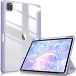 FINTIE Hybrid Case Compatible with iPad Pro 11 Inch (2022/2021/2020/2018, 4th/3rd/2nd/1st Generation) - Ultra Slim Shockproof Clear Cover w/Pencil Holder, Auto Wake/Sleep, Lilac Purple