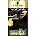 Schwarzkopf Oleo Intense Permanent Black Hair Dye, Oil Enriched, Ammonia Free, Up to 100 Percent Grey Coverage, Intense Black 1-10