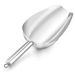 12 Ounce Ice Scoop, Onader Stainless Steel Pet Food Flour Sweet Scoop, Metal Ice Shovel Scooper for Bar Kitchen Party Wedding, Sturdy & Easy Storage, Mirror Finished & Dishwasher Safe