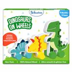 Skillmatics Wooden Dinosaur Toys on Wheels, Imaginative Play for Toddlers, Educational Gifts for Infants 9 Months to 3 Years