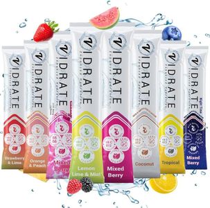Electrolytes Powder - Hydration Sachets Packed with Vitamins - Zero Sugar Rehydration Sachet with No Artificial Sweeteners & Preservatives by ViDrate - Mixed Berry Variety Pack, 8 Electrolytes Sachets