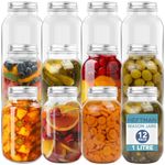 HEFTMAN Glass Mason Jars with Lids 1L - Set of 12 Air Tight Jars for Overnight Oats, Homemade Jam, Baby Food Storage, Meal Prep Jars, Pickling Jars - Large Glass Jars with Lids (1 Litre)