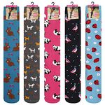 Soxy Ladies Design Wellington Boot Socks - 5 Pack - Women's Welly Socks - Festival Walking Hiking Thermal Socks - Animal Designs - UK Shoe Size 4-6