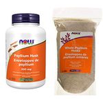 NOW Psyllium Husk Capsules, 500mg, 200 Count and Psyllium Whole Husks, 454g Bundle