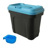 KCT Dry Pet Food Storage Container with Integrated Scoop - Dog Cat Animal Feed Bin Box - 15 Litre/ 7kg - Blue