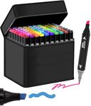 Amitasha 48 Pc Dual Tip Highlighter + Markers Double-Sided Pen Set For Drawing Sketching Coloring Artist Fine Line, Professional Permanent Sketch Markers for Kids Adult