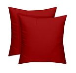 Resort Spa Home Decor Set of 2 - Indoor/Outdoor 17" Square Decorative Throw/Toss Pillows - Solid Red