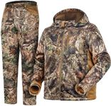 HUNT MONSTER Silent Hunting Clothes for Men, Safety Strap Compatible Hunting Jacket and Pants with Fleece Lining, Quiet, Winter Warm, Water Resistant and Insulated(XL)