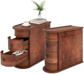 LITTLE TREE End Table Set of 2, No Assembly Required Wood End Table with 2 Drawers, Sofa Side Table for Living Room, Vintage Slim Nightstand Bedside Table for Bedroom