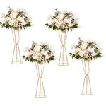 Gold Vases Centerpieces for Wedding Geometric Metal Flower Stand for Tables Bulk, 4pcs 23.6” Tall Trumpet Vases for Centerpieces Party Dinner Anniversary Ceremony