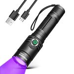 395nm UV Flashlight, COSMOING Upgrade Rechargeable Black Light, LED Ultraviolet Flashlight IP65 Waterproof Pet Urine Detector for Dog Cat Stains, Scorpion, Bed Bug, Household