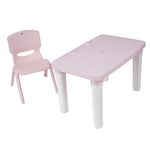 HAPPY BEAR Table and Chair Set for Kids Strong & Durable Plastic Made Rectangle Table with Box Space for Stationery 3 Level Height Adjustable (Pink)