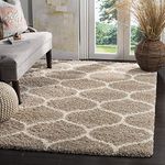 Carpetify Modern Plush Area Rectangular Rug For Bedroom Living Room Home Decor (7X10 Feet, Beige|Ivory)