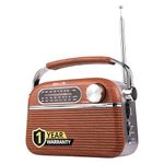 iBELL FM700BT Portable FM Radio with Bluetooth Speaker, USB, SD Slot, MP3 Player & Dynamic Speaker 3 Band (Brown)
