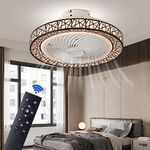 ZSAGKJ Bladeless Ceiling Fan with Lights Remote Control 20” Low Profile Flush Mount Ceiling Fan Enclosed Ceiling Fan with Light Dimmable 3 Colors Quite Fan with Timer 3 Speed for Bedroom Kitchen Black