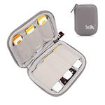 BOJLY USB Key Storage Bag, Mini Electronics Accessory Bag in Nylon Waterproof Robust Protective Case with 6 Capacities for SD Card, USB Key, Earphone Cable, Grey