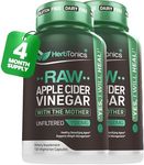 Herbtonics Raw Apple Cider Vinegar Capsules with Mother - Detox, Cleanse & Digestive Health Formula - Unfiltered ACV for Weight Management, Metabolic Support & Bloating Relief - Non-GMO - 240 Capsules