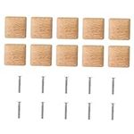 Housoutil 10pcs Handle Wood Cupboard Pulls Dresser for Closet Bamboo Drawer Knobs Square Wood Cabinet Pulls Wood Drawer Knobs Solid Wood Cabinet Solid Wood Knobs Furniture Wooden Vintage