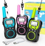 Gmito Walkie Talkies for Kids Rechargeable,Outdoor Toys for 6 7 8 9 10 11 12 Year Old Boys Girls,Kids Walkie Talkies with 3-in-1 Charging Cable 22 Channels for Camping Hiking Adventure (3 Pack)