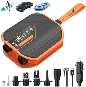 TowerTop Electric Paddle Board Pump: 10500mAh Rechargeable Car/SUP Pump, 50PSI Paddleboard Pump, 12V DC Dual Stage (Inflation & Deflation) with 8 Nozzles for Paddle Boards, Inflatables, Kayaks, Car