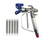 Dent-de-lion 3600 PSI Stainless Steel Airless Spray Gun High Pressure, Nozzle Seat and 5 x Paint Spray Gun Filter