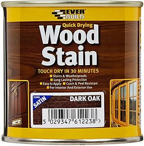 Everbuild Satin Wood Stain – Indoor And Outdoor Use – Weatherproof – UV-Resistant – Quick Drying – Solvent Free – Dark Oak – 250ml