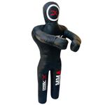 DALLX MMA Grappling Dummy for Judo Karate Throwing Brazilin JIU Jitsu Wrestling Submission Punching Bag for Self Defense Fitness Training Dummy – UNFILLED (6FT, Full Black)