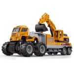 DEUSON ECOM Excavator Toy Diecast Truck Toy for Kids Die Cat Metal Head ABS Plastic Friction Power