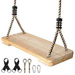 EXTFANS Wood Tree Swing Seat, Wooden Swing Set for Children Adult Kids, 15.7 * 6.3 * 0.63 Inch, Adjustable Rope Swings for Yard Indoor Outdoor Backyard Garden Playground