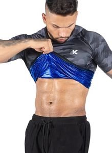 Kewlioo Men's Sauna Suit Shirt - Heat Trapping Sweat Compression Vest, Shapewear Top for Men, Sweat More & Look Great, Gym Workout Exercise Versatile Heat Shaper Jacket (Gray Camo, 4XL)