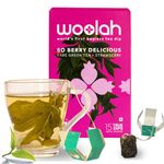 Woolah Rare Assam Green Tea with Strawberry, Organic BAGLESS Tea Dip (15 Dips /30 Cups) 100% PLASTIC Free, Natural Whole Leaf, High EGCG anti-oxidants supports WEIGHT MANAGEMENT, Heart Health & Repairs skin damage due to UV exposure.