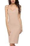 Avidlove Women Full Slips Cotton Blend V Neck Straight Dress Nightwear Nude M