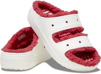 Crocs Unisex-Adult Classic Cozzzy Holiday Fuzzy Sandal Slippers, White/Holiday Print, 5 Men/7 Women