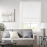 Madison Park Galen Cordless Roman Shades - Fabric Privacy Single Panel Darkening, Energy Efficient, Thermal Insulated Window Blind Treatment, for Bedroom, Living Room Decor, 29" x 64", White