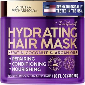 Hydrating Hair Mask - For Dry Damaged Hair - Moisturizing Keratin Treatment - Argan & Coconut Oil | Biotin | Collagen - Deep Conditioning, Anti Frizz Product for Women - Care for All HairTypes, 10 Oz