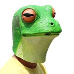 PartyCostume - Frog Mask - Halloween Costume Latex Animal Full Head Latex Adult Kids Mask