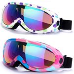 Rngeo Ski Goggles, Pack of 2, Motorcycle Goggles Snowboard Goggles for Kids, Boys & Girls, Youth, Men & Women