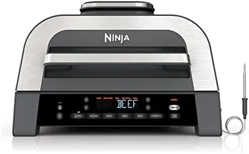 Ninja DG551 Foodi Smart XL 6-in-1 Indoor Grill with Air Fry, Roast, Bake, Broil, & Dehydrate, Foodi Smart Thermometer, 2nd Generation, Black/Silver