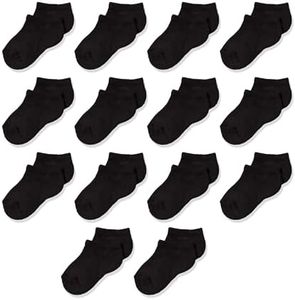 Amazon Essentials Unisex Kids' Cotton Low Cut Sock, 14 Pairs, Black, Medium